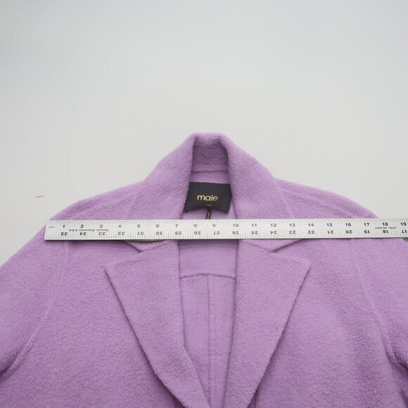 Maje Gabriela Bouclé Coat Purple Size 38 / Medium - Picture 12 of 13